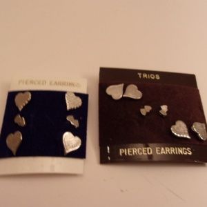 TWO CARDS OF CUTE RETRO HEART EARRINGS. S1-6